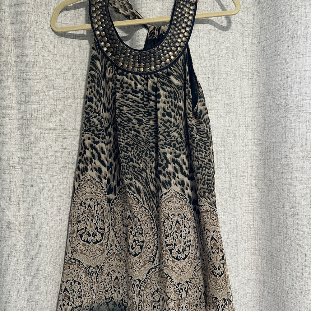Elegant Leopard Print Halter Dress